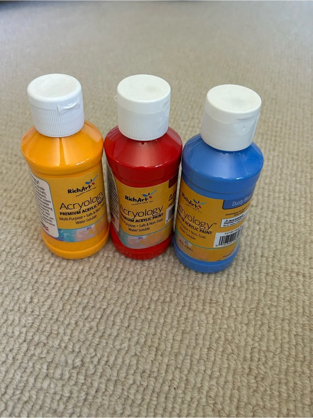 RichArt Acryology Kids Acrylic Paint Set - Red, Yellow, Blue